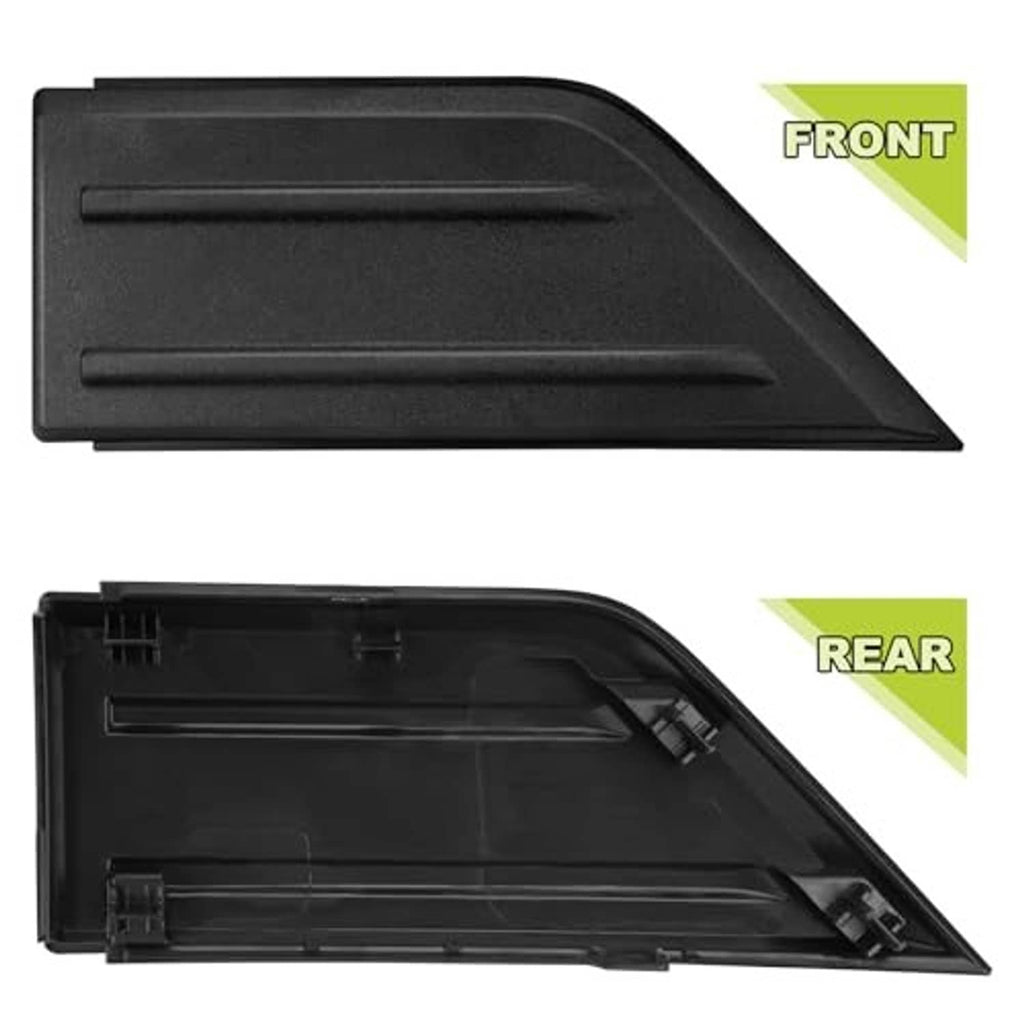Two black bumper guard cover inserts, one showing interior mounting structure