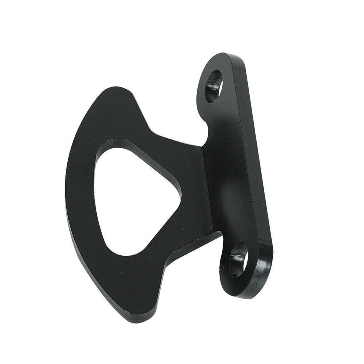 Truck bed tie-down hook anchor bracket, black metal with side mounting hole pair