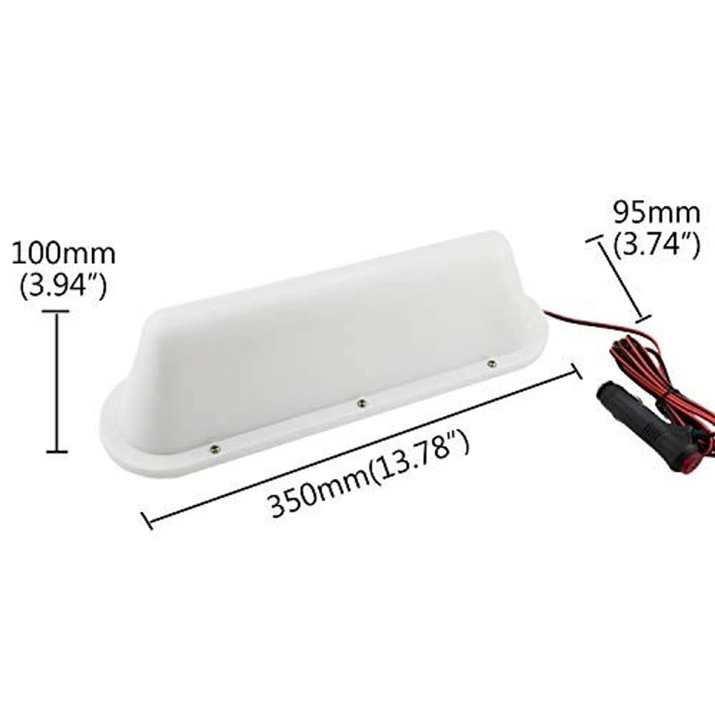 White LED roof dome light size shown: 350mm long, 100mm wide, 95mm high