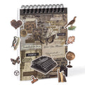 Vintage-style ephemera washi stickers set on a spiral notebook, butterflies and receipts