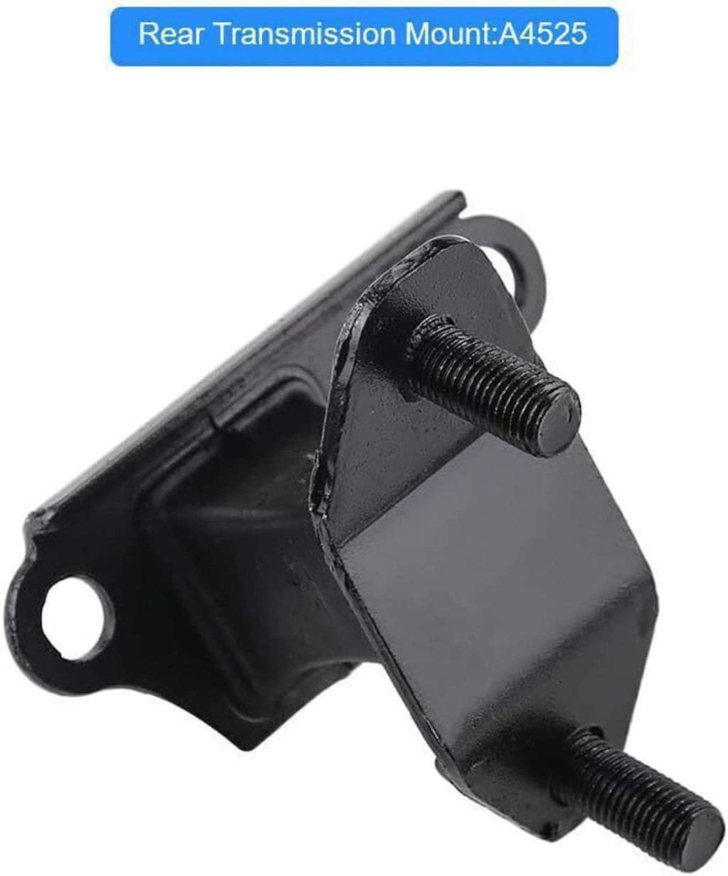 Black rear transmission mount with angled bracket, rubber bushing, and threaded stud