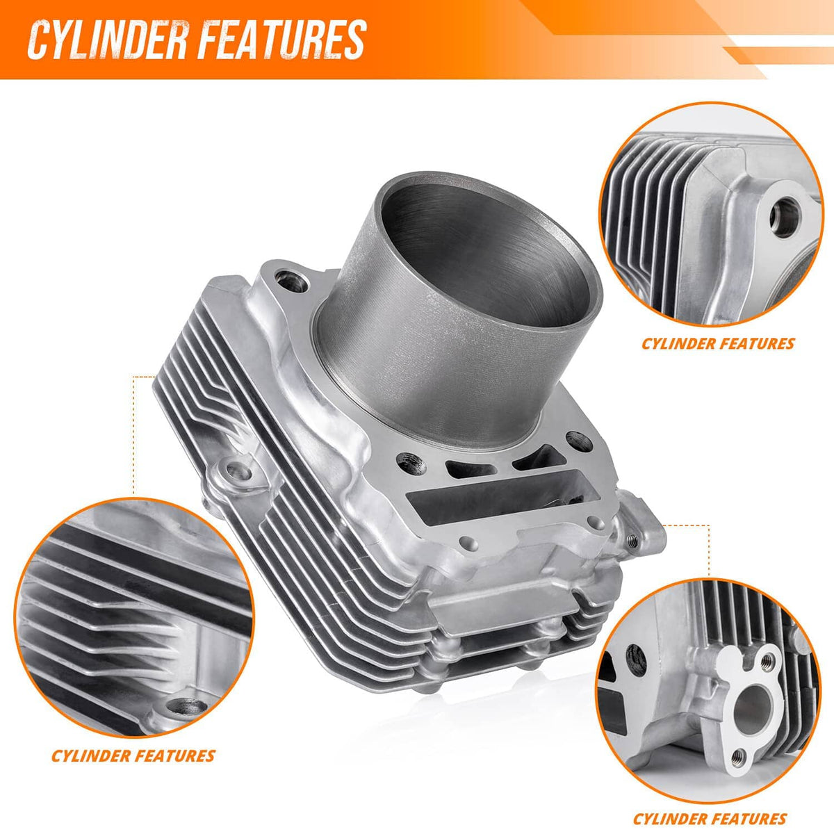 Cylinder assembly diagram showing cylinder block and close-up cylinder features