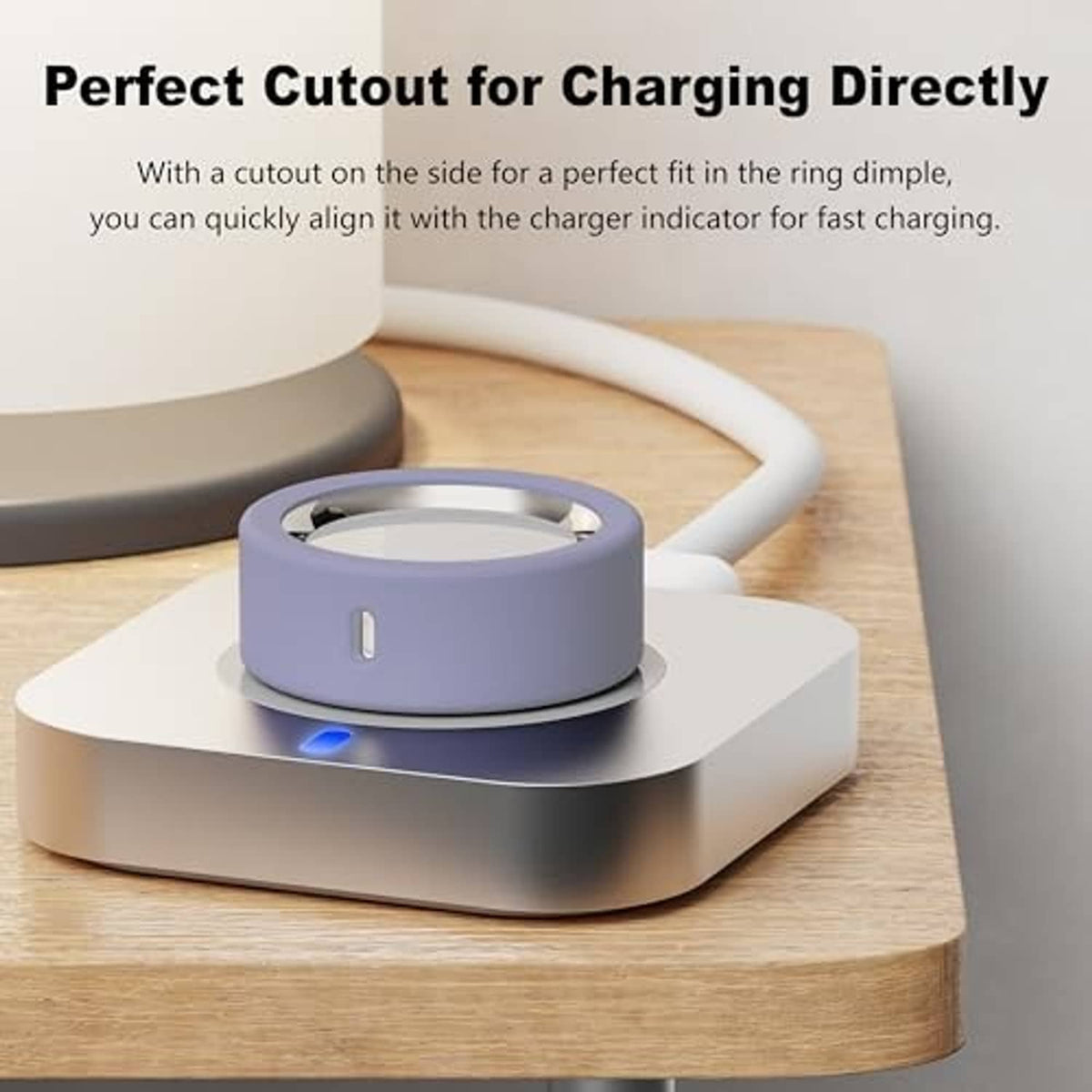 Blue Oura Ring silicone protector with side cutout for direct charging