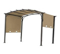 Khaki steel pergola replacement cover with arched canopy and side panels