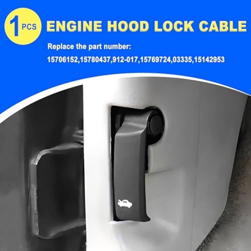 Black hood lock release latch bracket with cable and small mounting hardware