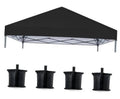 Black 10x10 pop-up canopy top cover with four black sandbags