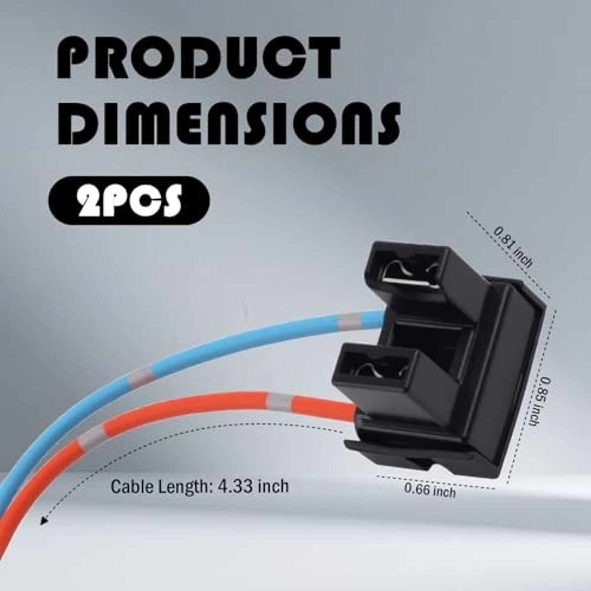 Black H7 headlight socket connector with blue and red insulated wire leads