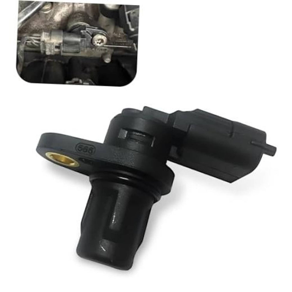 Camshaft position sensor with gold-ring mounting hole and black plug connector