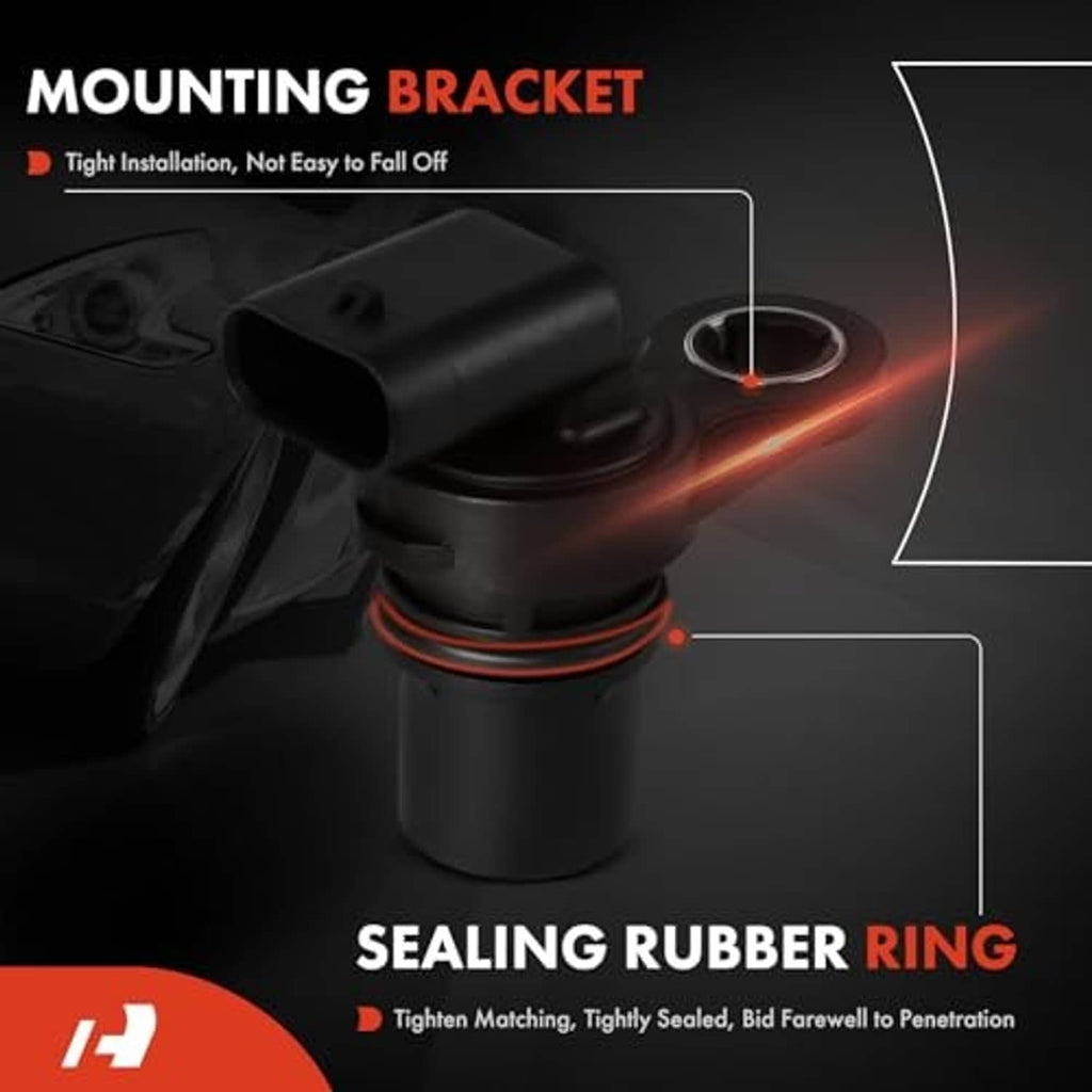 Black camshaft position sensor with sealing rubber ring and mounting bracket