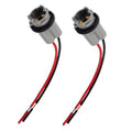 Pair of T15 bulb socket wiring pigtails with gray sockets and red/black lead wires