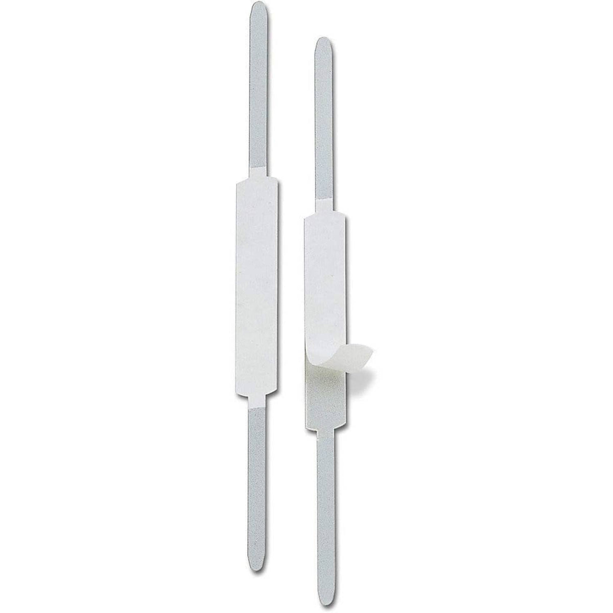 Self-adhesive prong paper fasteners, silver metal prongs with adhesive pads