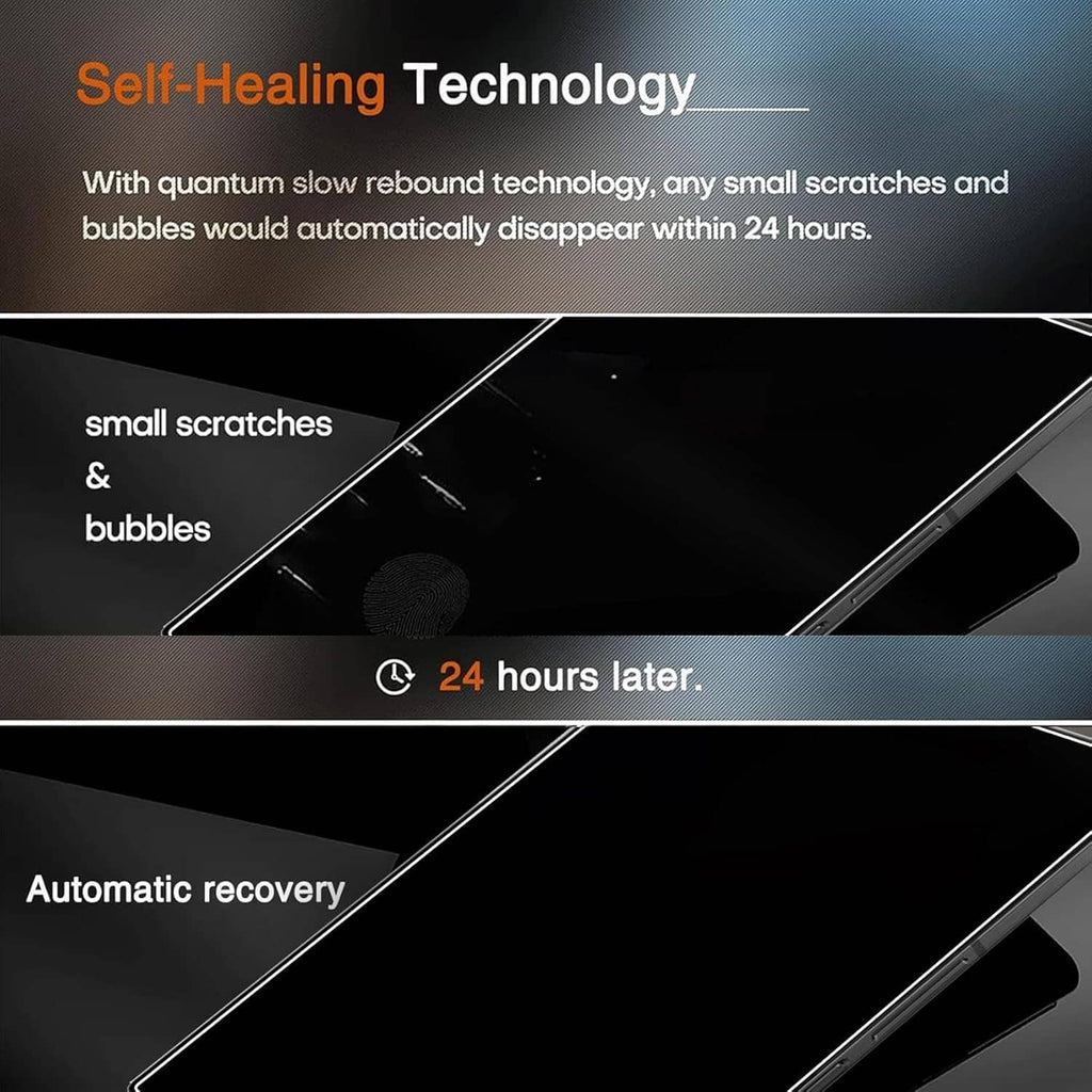 Privacy screen protector film with self-healing scratch-resistant surface, black