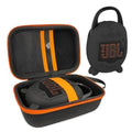 Hard EVA carrying case for JBL Clip 5 speaker, black with orange trim and zipper
