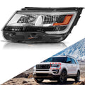 Driver-side headlight assembly with LED DRL, chrome housing, clear lens