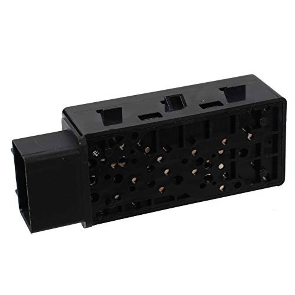 Black switch module backplate with dense wiring pin contacts and two socket openings