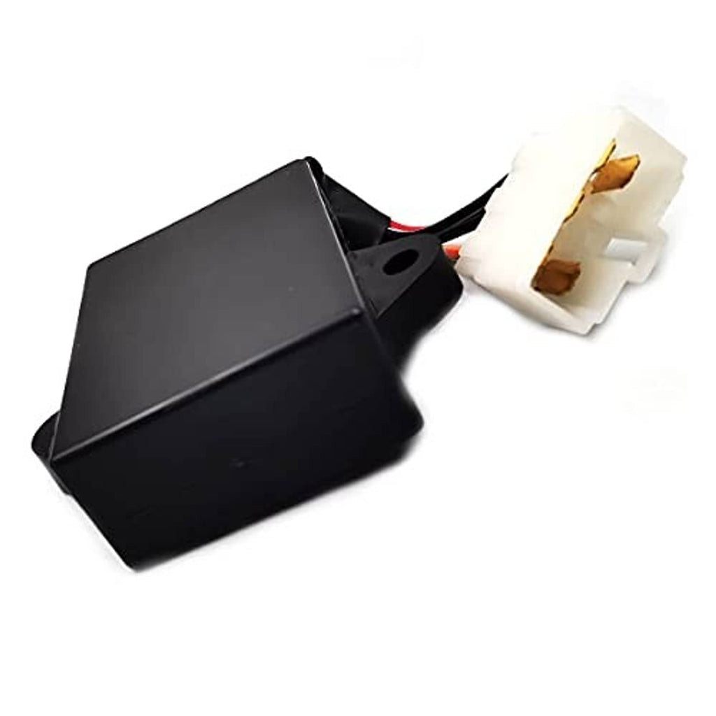 Ignition CDI module with white multi-pin connector and black mounting base