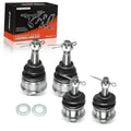 Ball joints kit with four chrome-and-black joints and included washers, shown with box