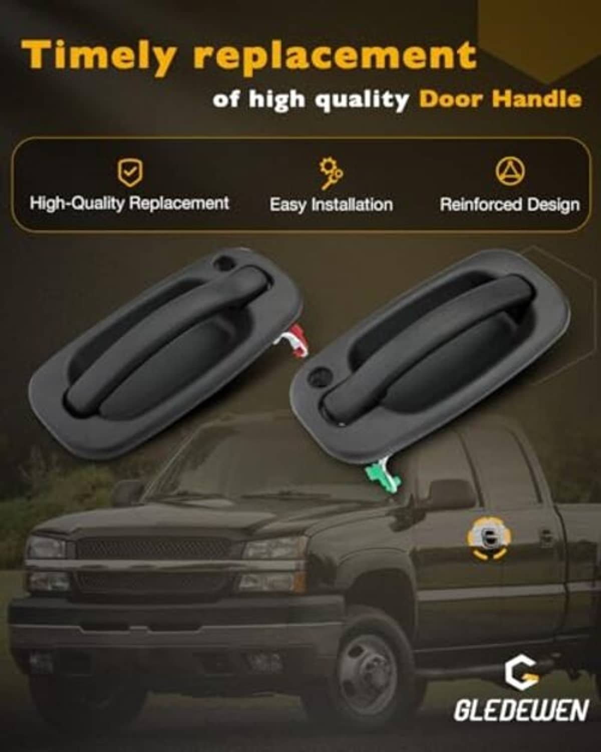 Pair of dark gray exterior door handles with lock cylinder and keys
