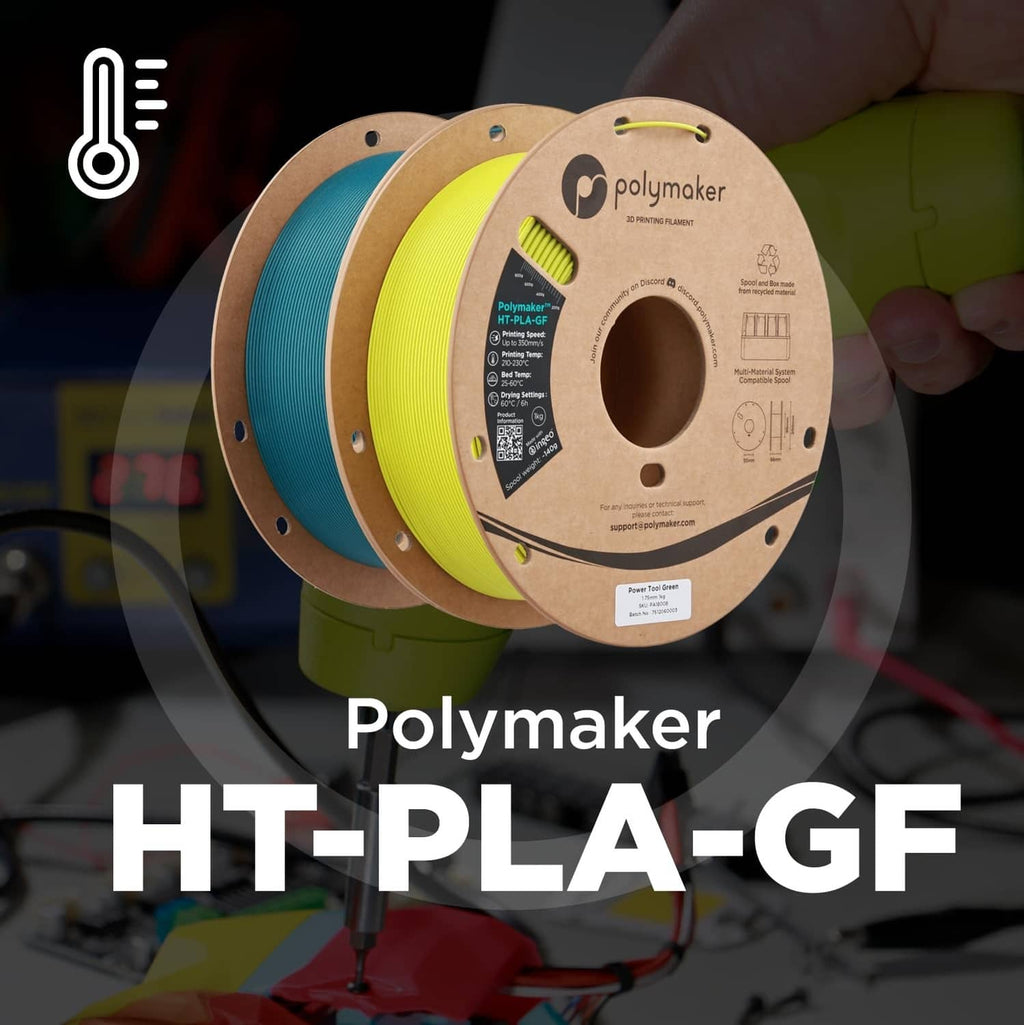 Colored 3D printing filament spools on cardboard reels, stacked with product labels