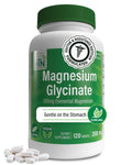 Magnesium glycinate supplement bottle with green cap and 200 mg elemental magnesium label