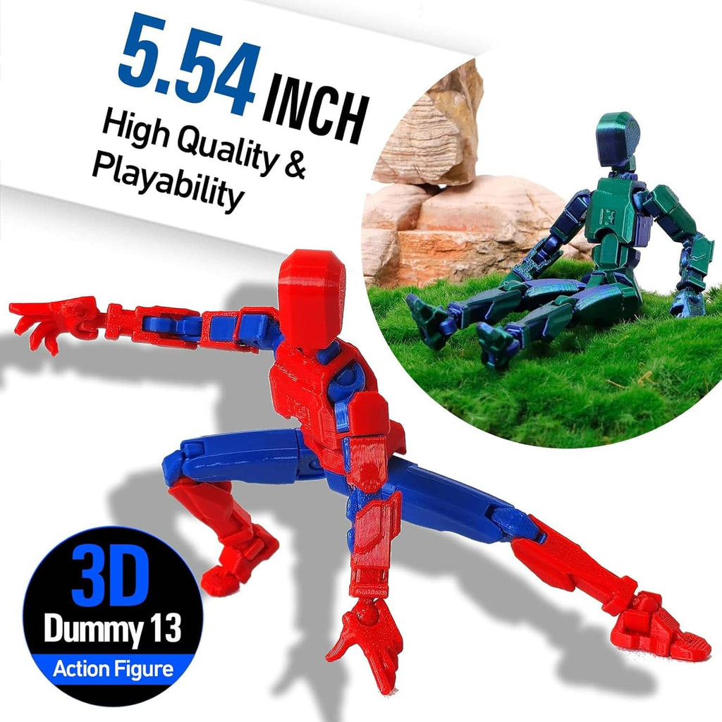 Red and blue poseable action figure with toy blaster accessories