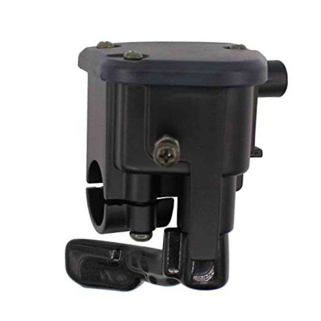 Black throttle control housing with attached lever and screw mount