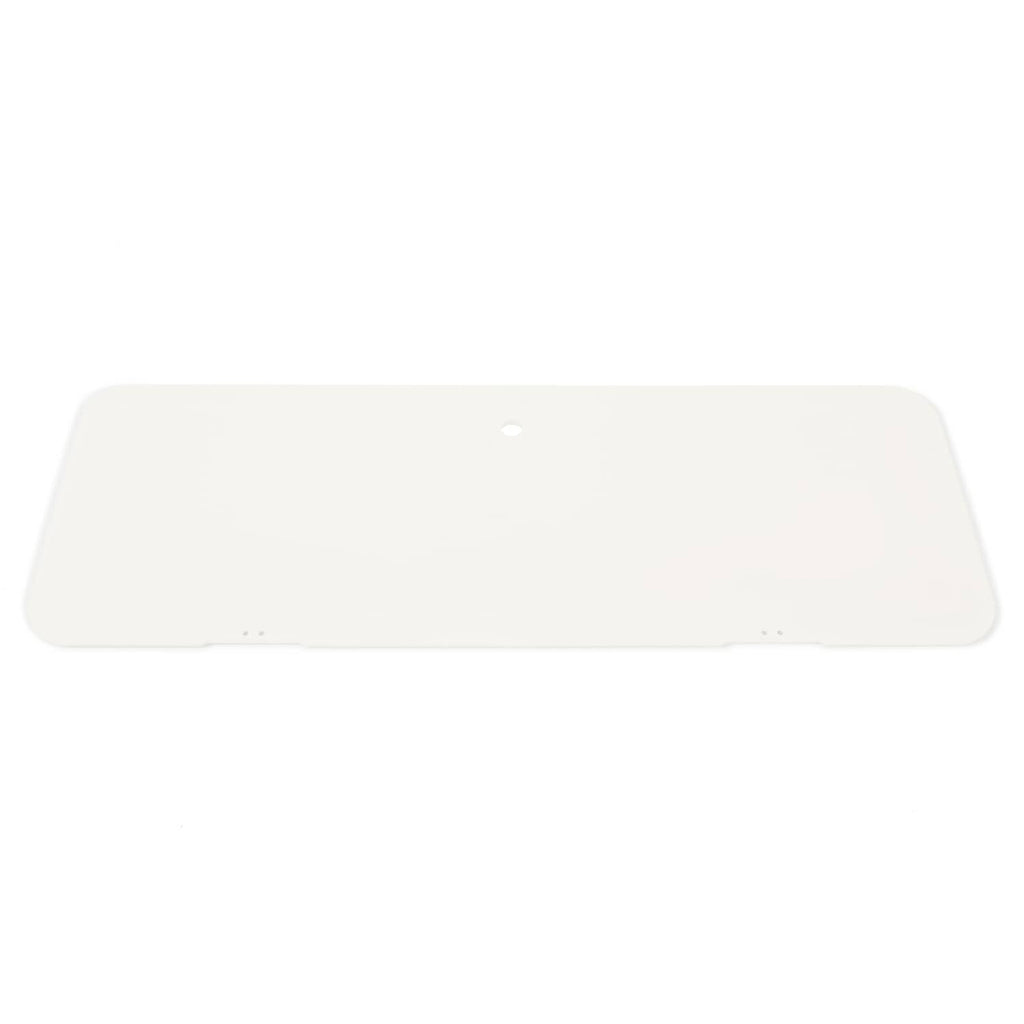 Boat locker door cover lid, white rectangular panel with center hole and predrilled screw points