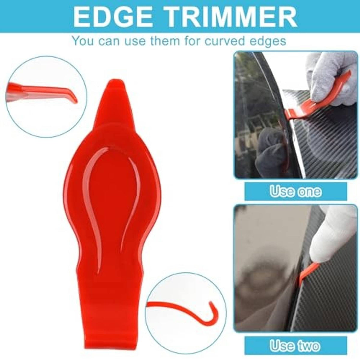 Red edge trimmer tool for shaping curved window tint film edges