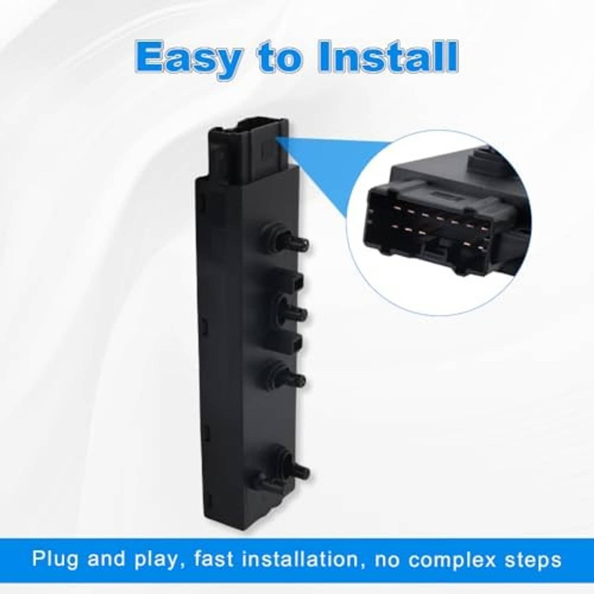 Black power seat switch module with side wiring plug for easy plug-in installation