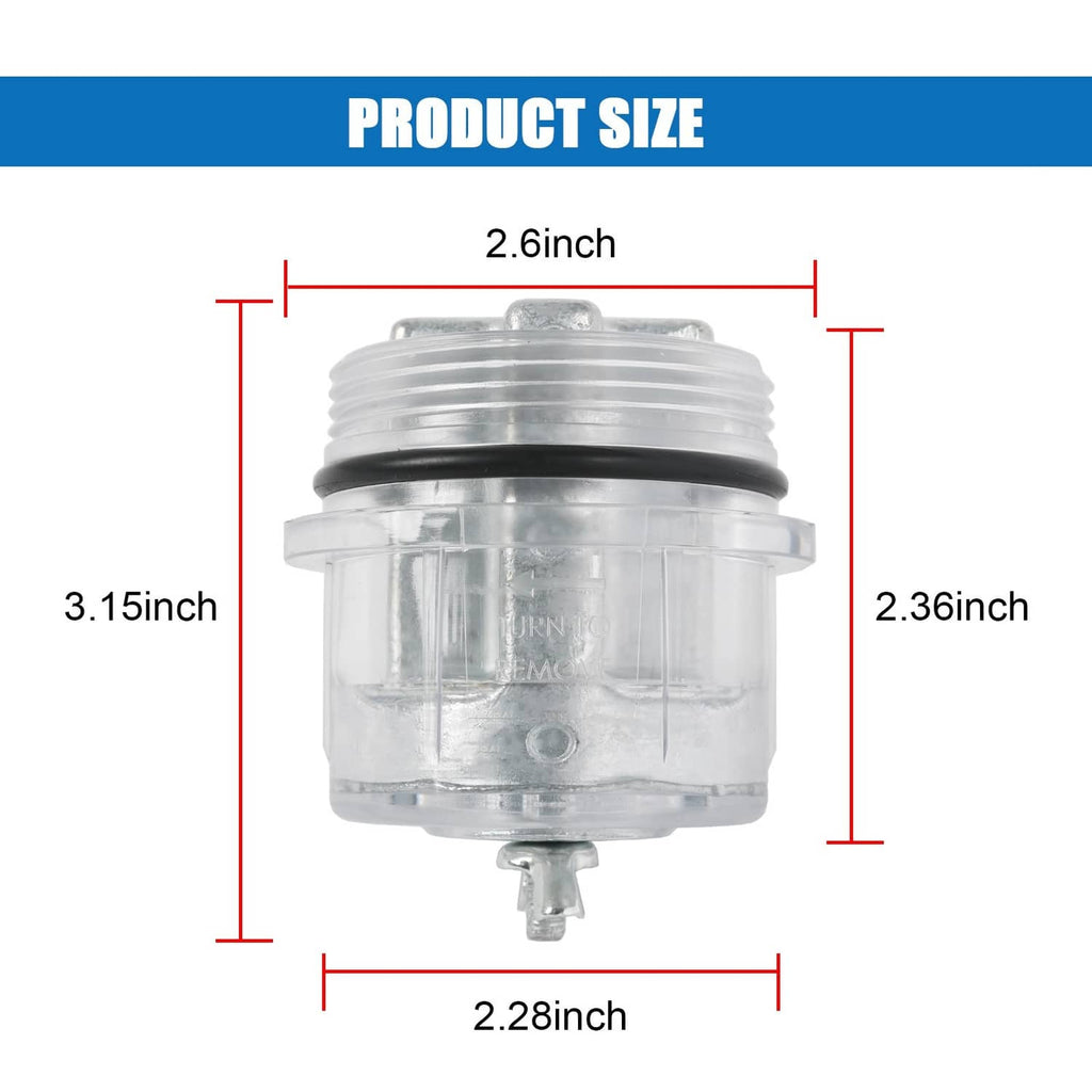 Clear heater shield assembly with size marks: 2.6 in width and 3.15 in height