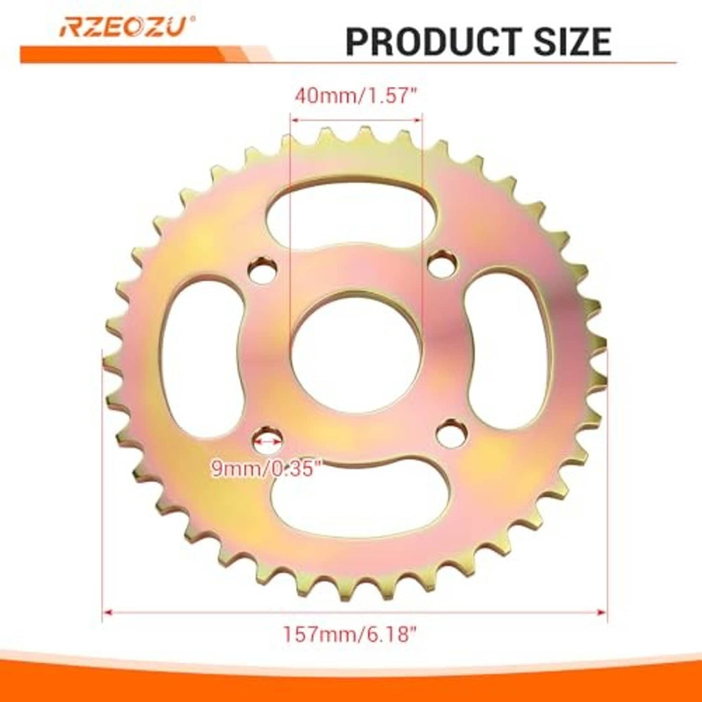 Rainbow sprocket size diagram showing 40mm bore and overall dimensions