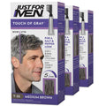 Men's hair color kit box with comb applicator, Touch of Gray, medium brown shade