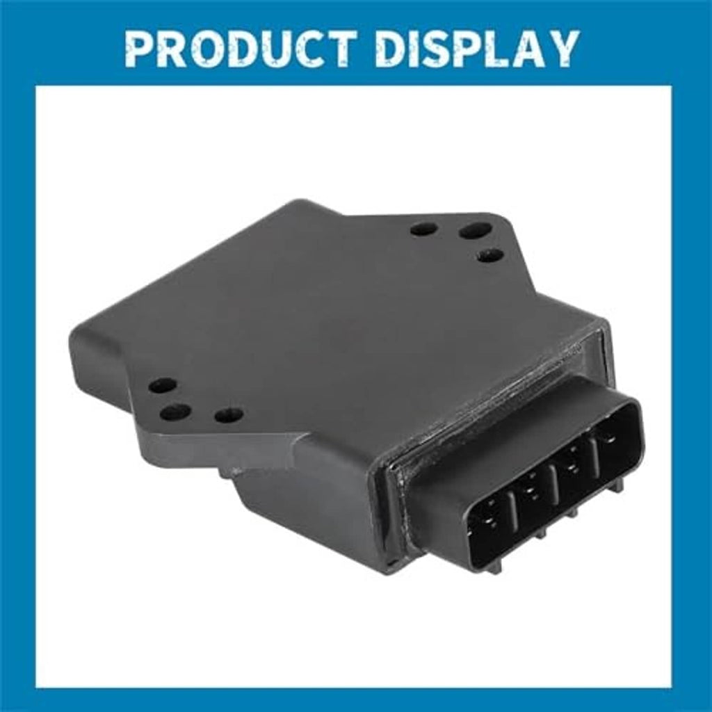 Black CDI ignition module with side multi-pin electrical connector and mounting base
