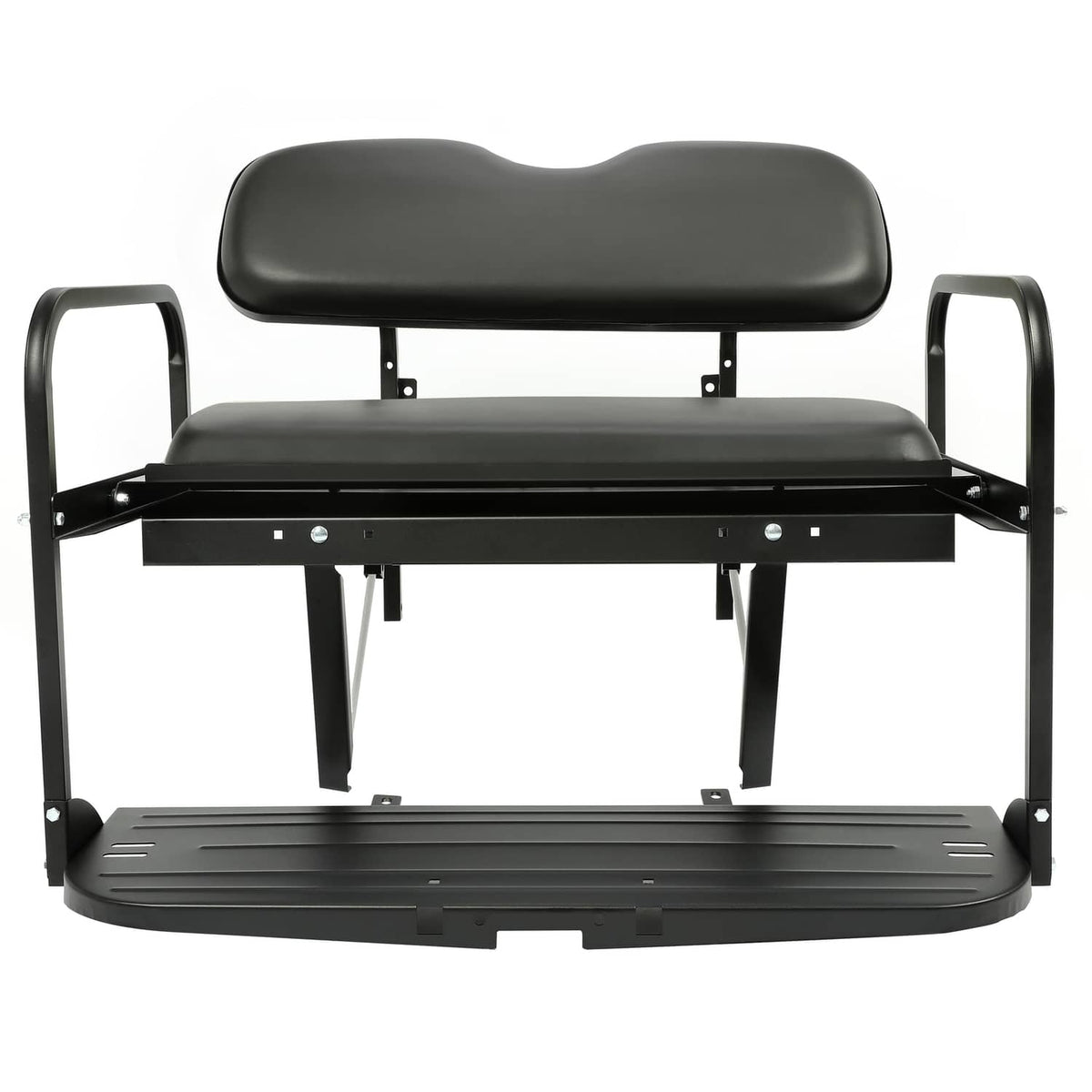 Black rear seat with dark gray padded back and seat and side support handles