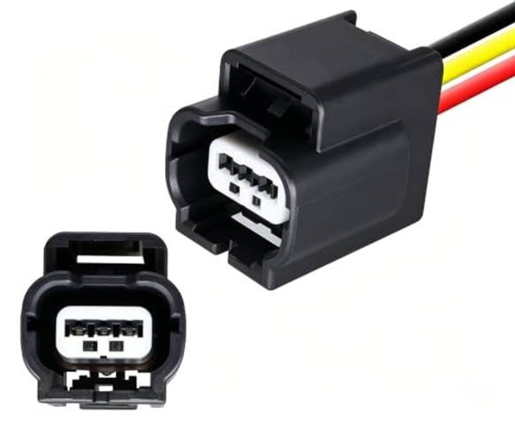 Battery charging sensor connector pigtail harness with black plug and matching wire connector