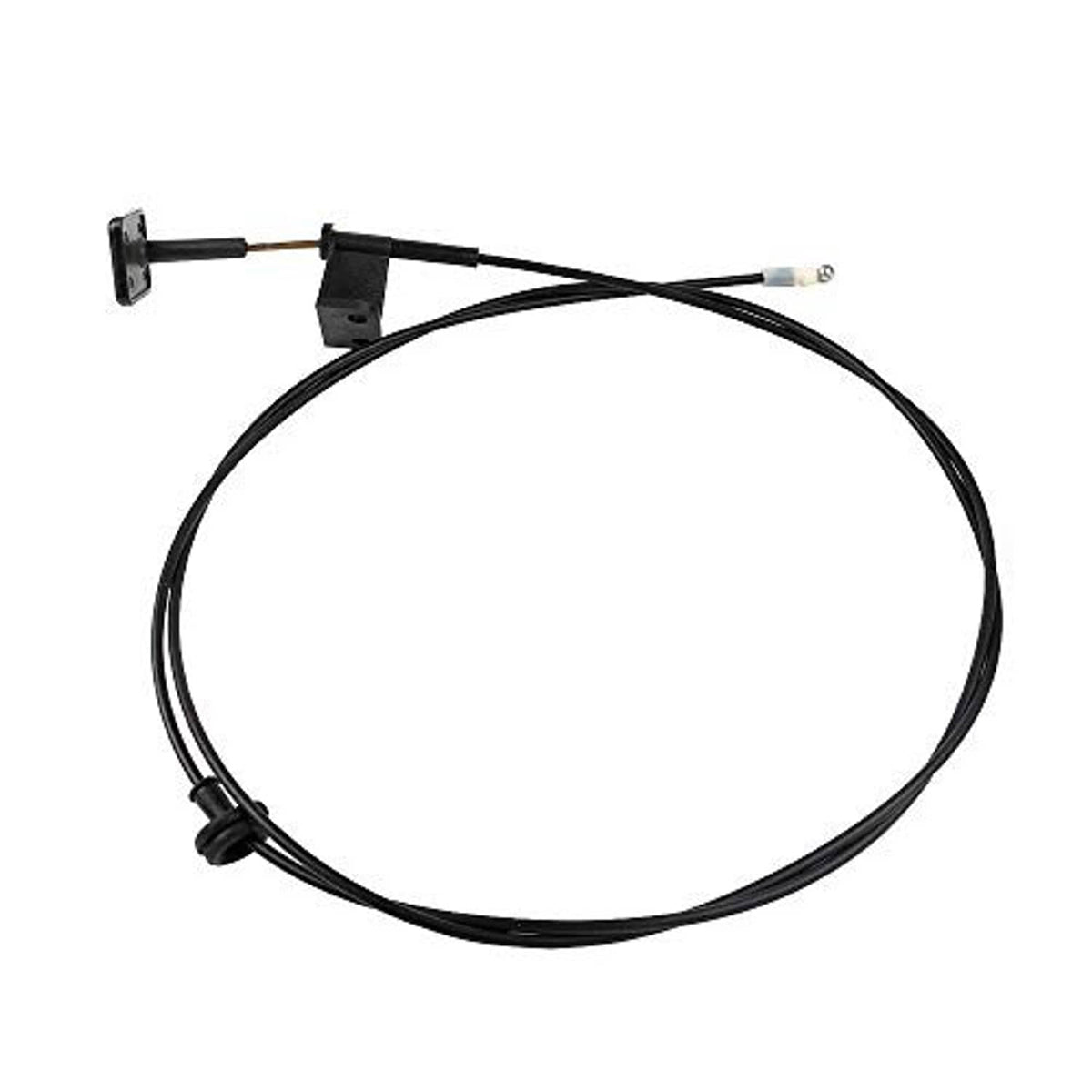 Hood latch release cable wire loop with black bracket and metal cable end