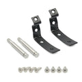 Glove box lid hinge repair bracket kit with two black brackets, pins, and screws