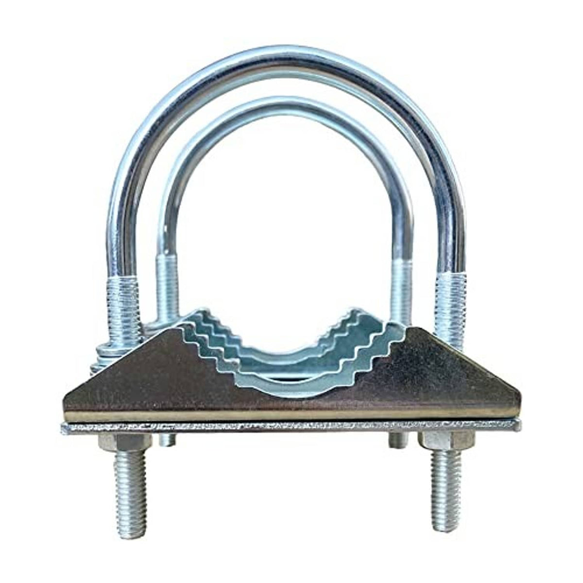 Starlink mast mount base with two U-bolt clamps and center support bar