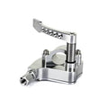 Universal 7/8 in handlebar thumb throttle, silver housing with drilled detail plate