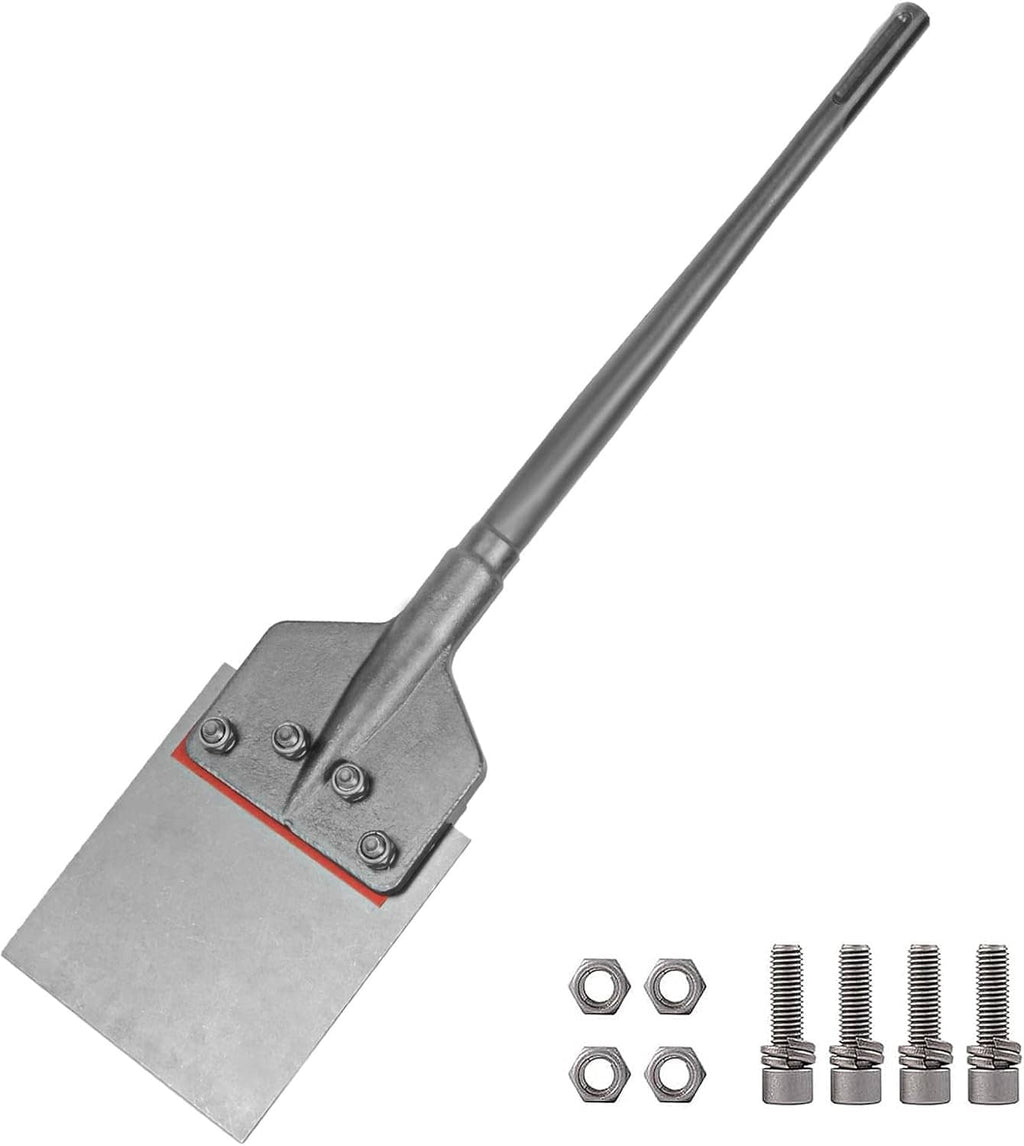 Floor scraper chisel bit with SDS-Max shank, metal blade, plus nuts and bolts