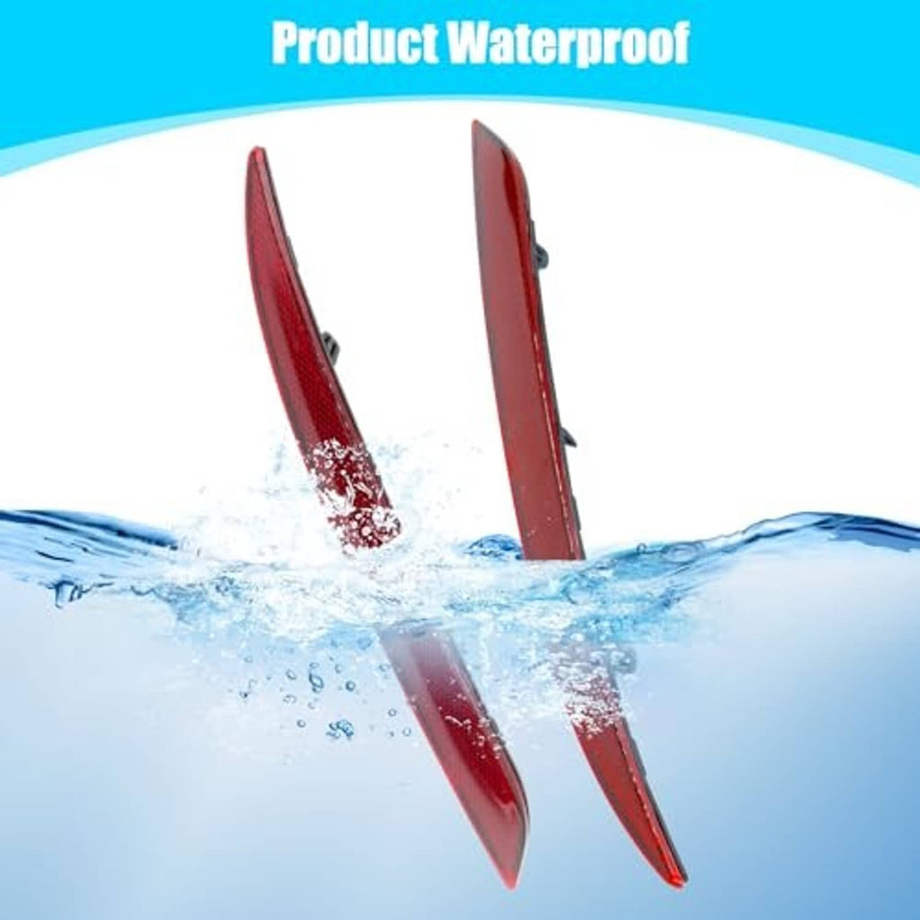 Water-resistant rear bumper reflector lights, red lenses