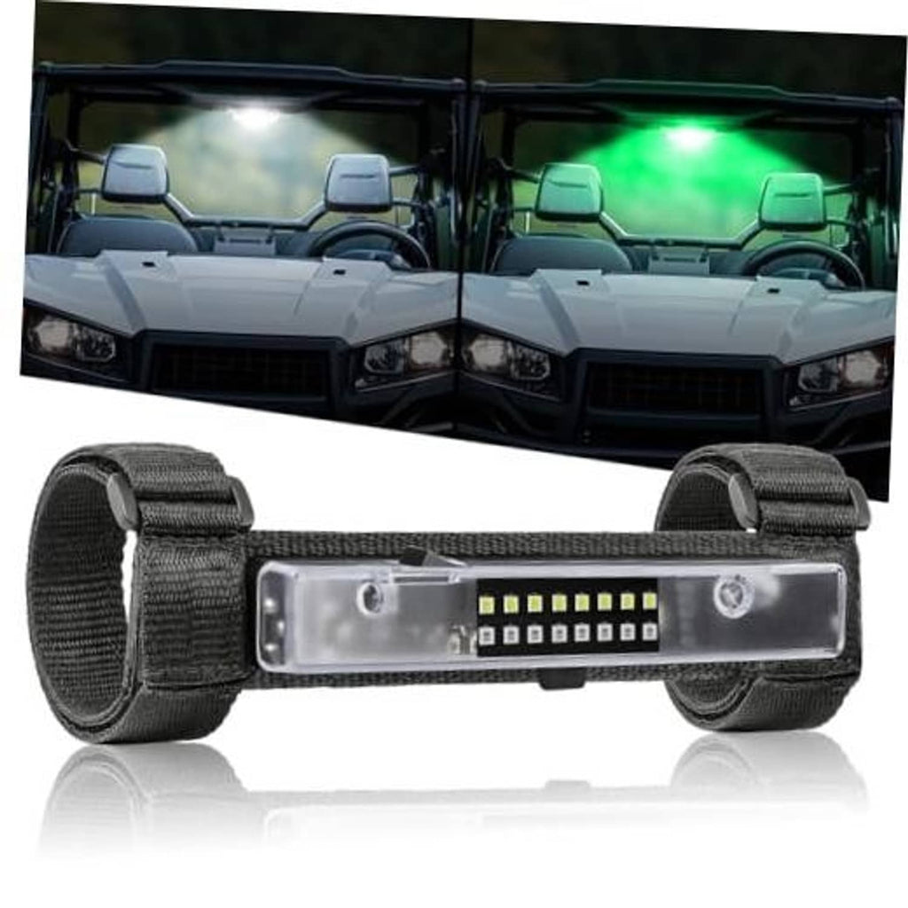 UTV roll bar LED dome light bar with clear cover and gray mounting straps