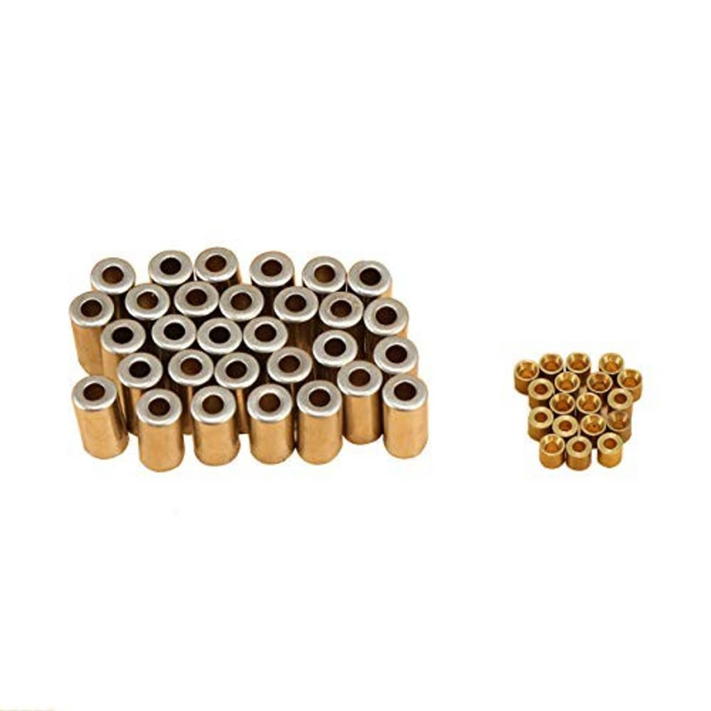 Set of brass throttle cable ferrules and connectors with multiple round ends