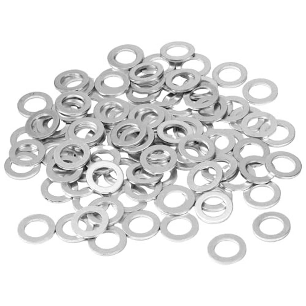 Aluminum oil drain plug crush washers, mixed set of round silver gaskets