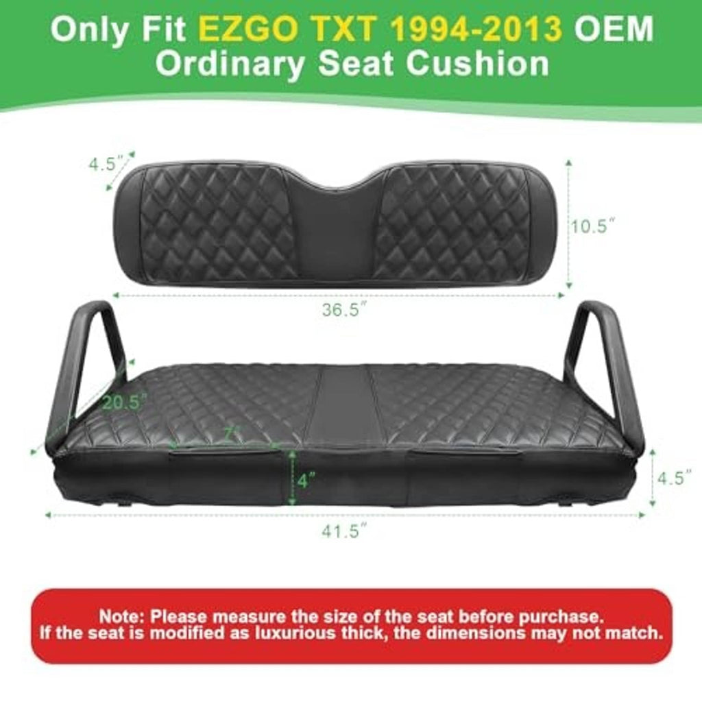 Black diamond-quilted front seat cover set with contoured backrest and seat cushion