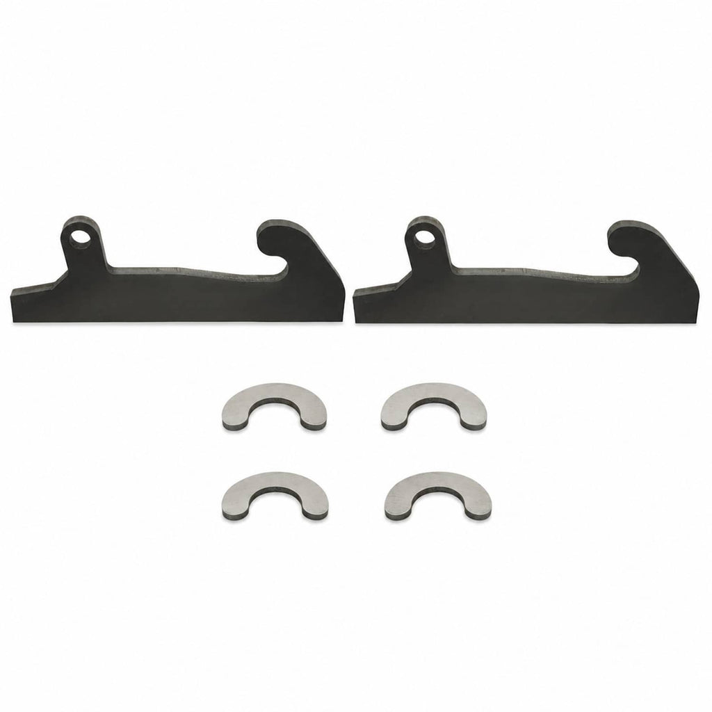 Black quick-attach loader bracket set with four U-shaped clips and two mounting ears