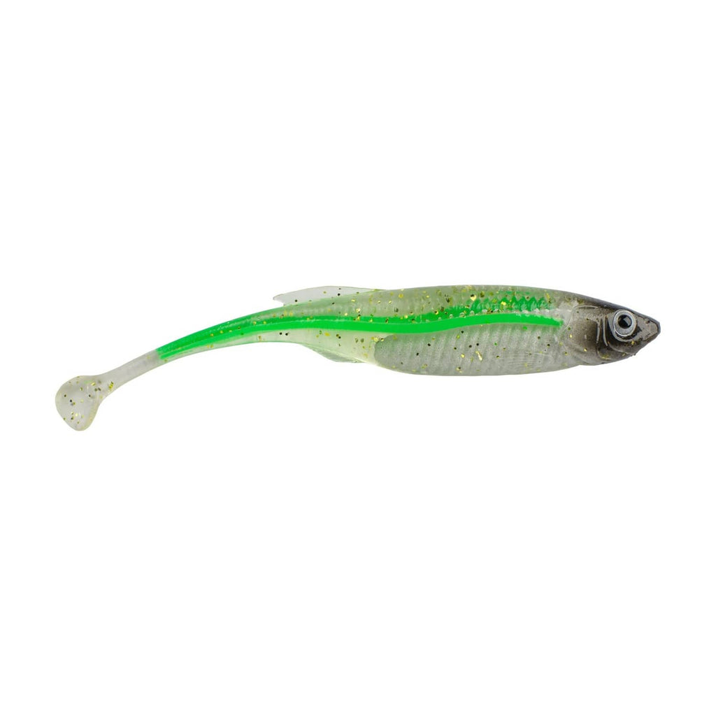 Berkley PowerBait drip swimmer soft bait, green liner, 4 in