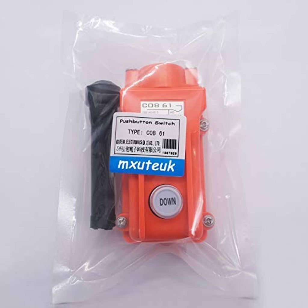 Orange C0B 61 rainproof pendant switch with UP/DOWN buttons in plastic bag