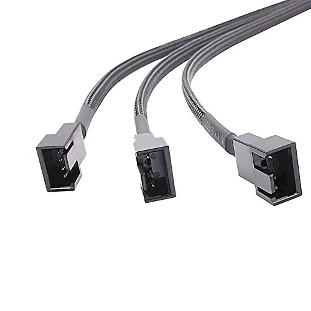 4-pin PWM fan splitter cable set with braided ends and black 4-pin plugs