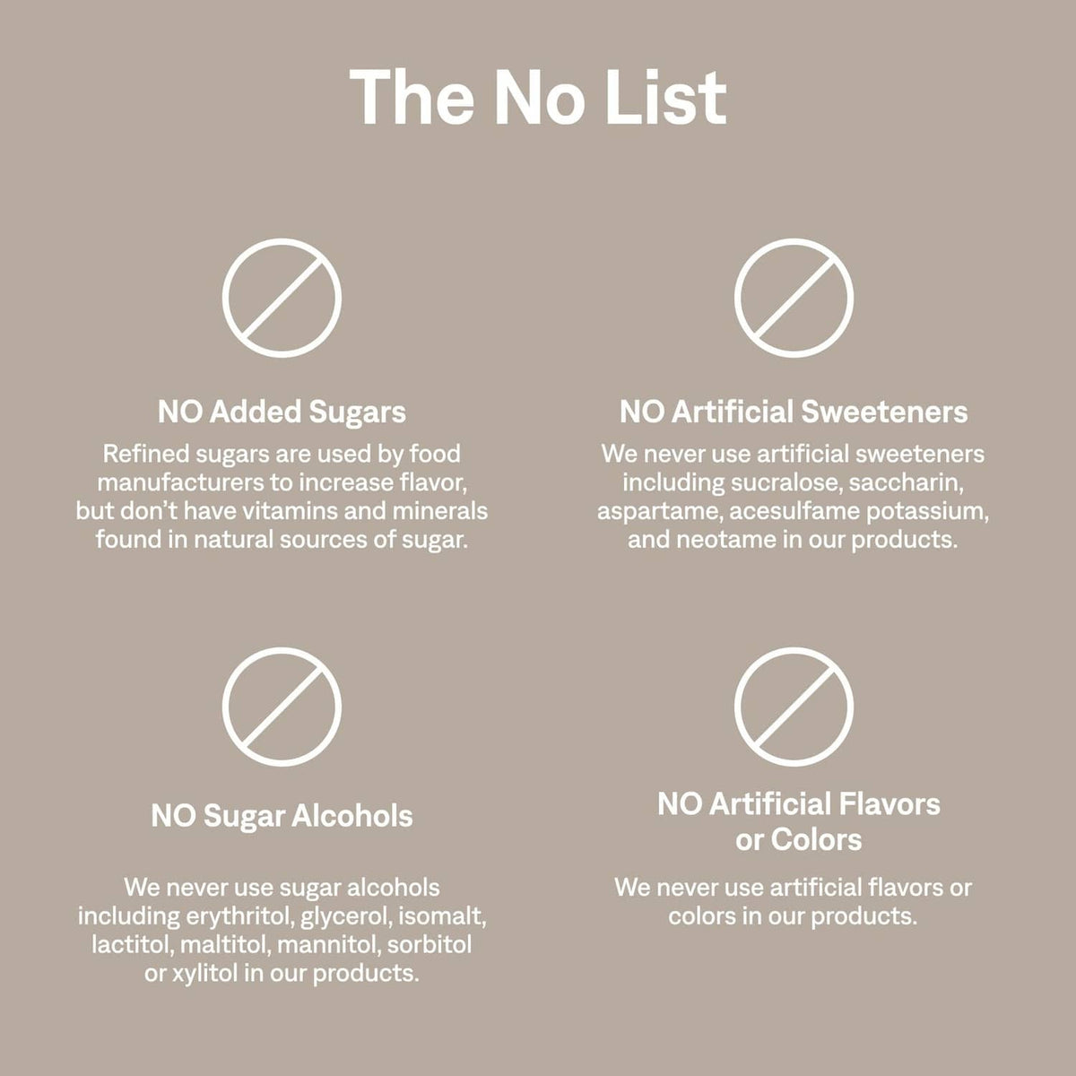 Electrolyte drink mix no list panel: no added sugars, no artificial sweeteners, no artificial flavors